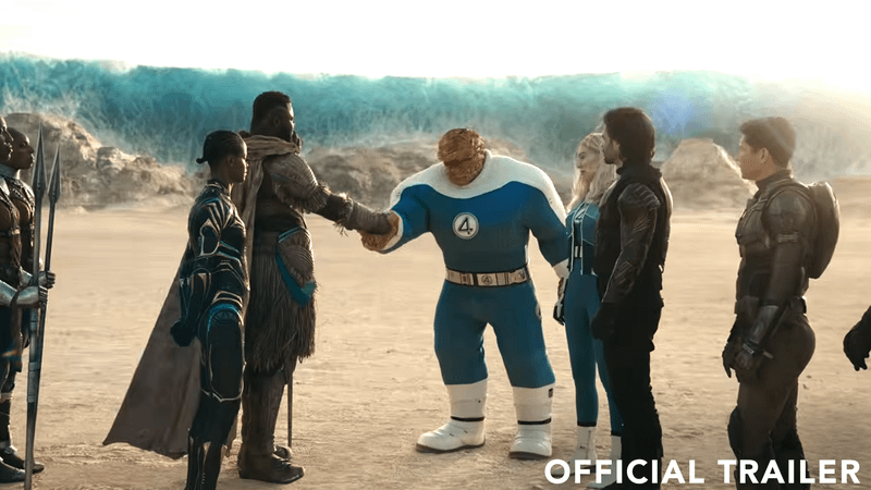 The Wakandans meeting the Fantastic Four and Avengers.