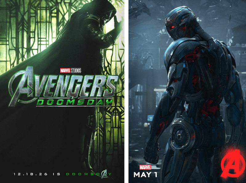 Doctor Doom and Ultron in Avengers posters.