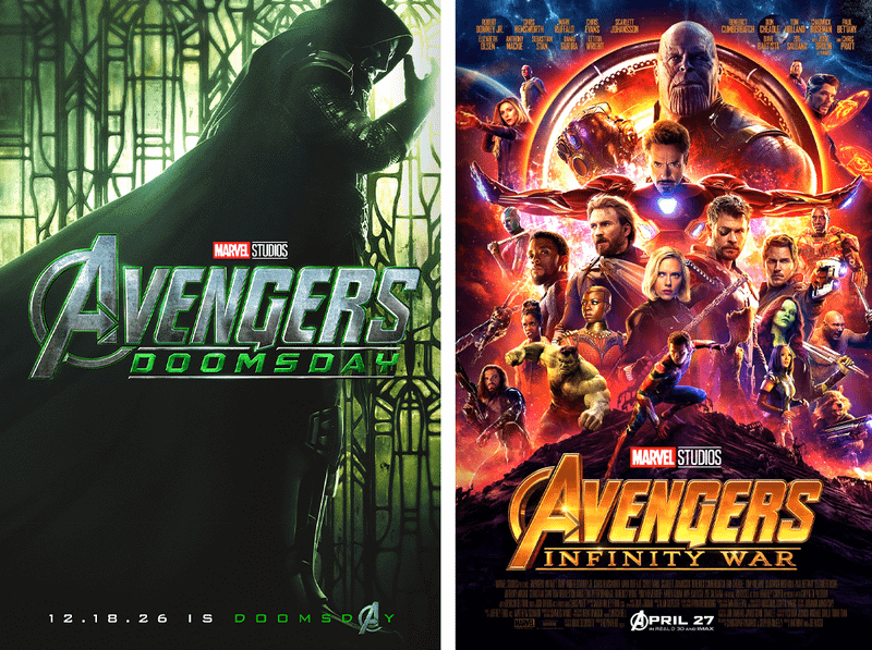 Doctor Doom in Doomsday poster alongside Infinity War's poster.