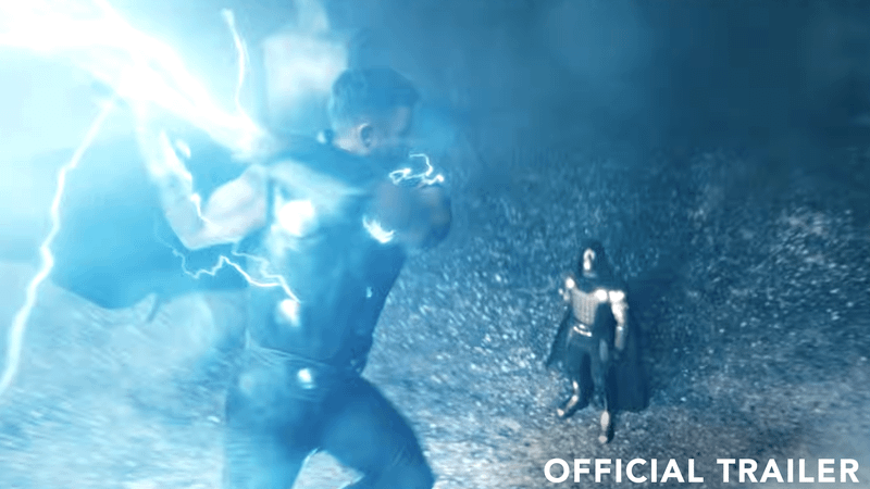 The past look of Thor ready to strike Doom.