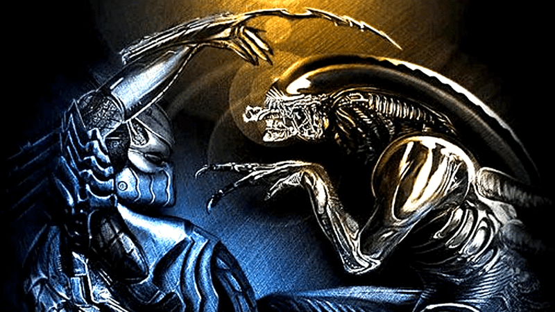 Alien vs. Predator about to fight each other