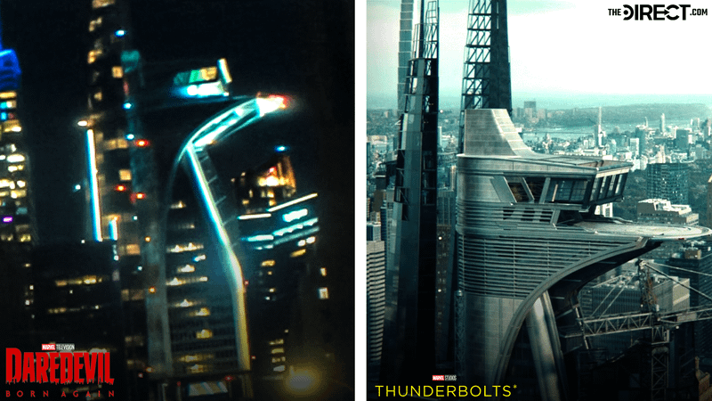 Avengers Tower in Daredevil Born Again versus Thunderbolts.