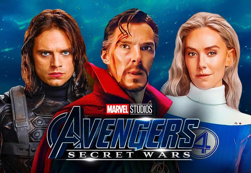 Avengers Secret Wars logo, Bucky, Doctor Strange, Sue Storm