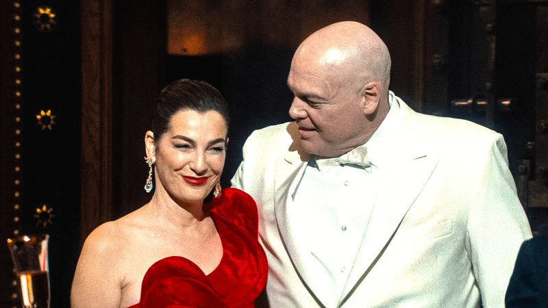 Vincent D’Onofrio as Wilson Fisk and Ayelet Zurer as Vanessa in Daredevil: Born Again.