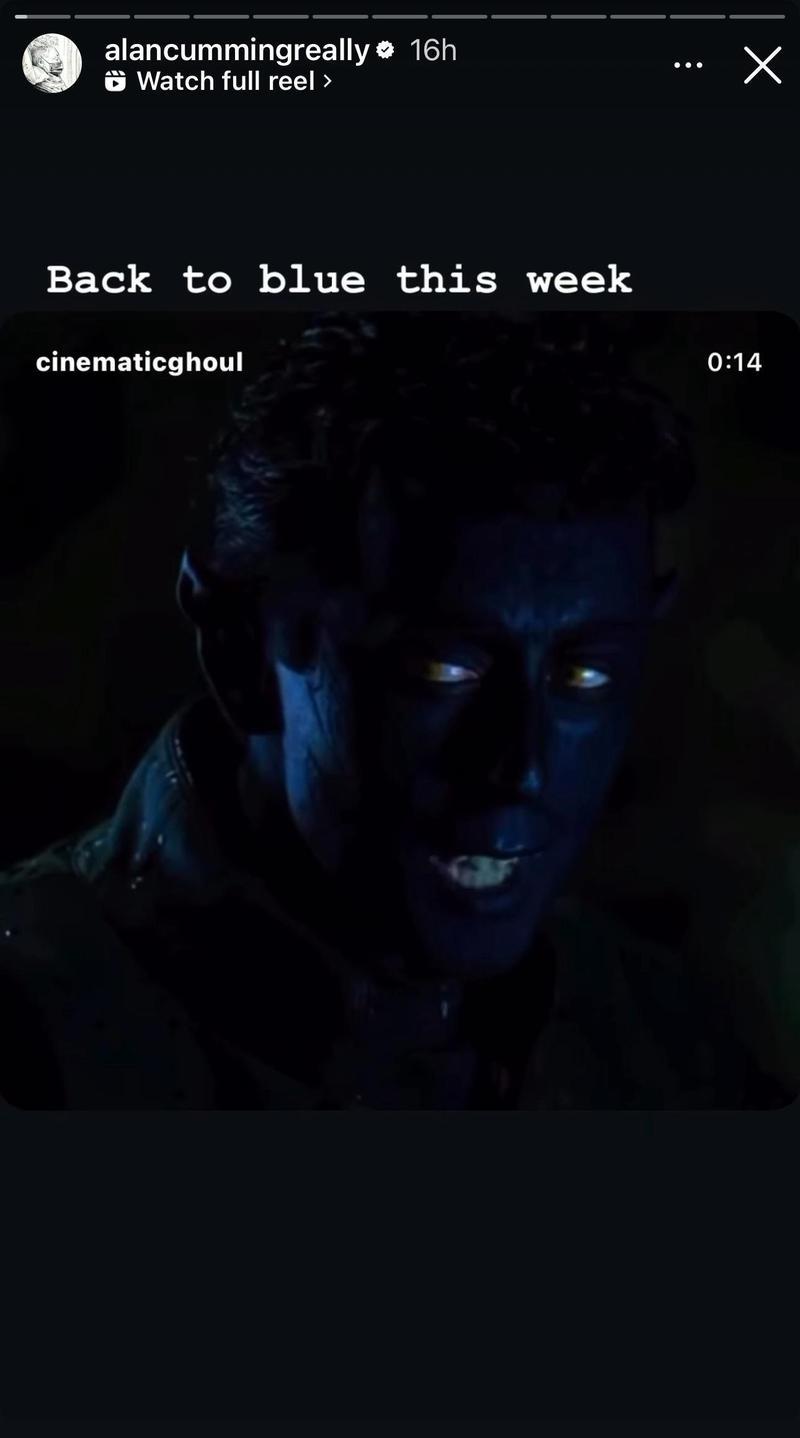 Alan Cumming Instagram story of Nightcrawler