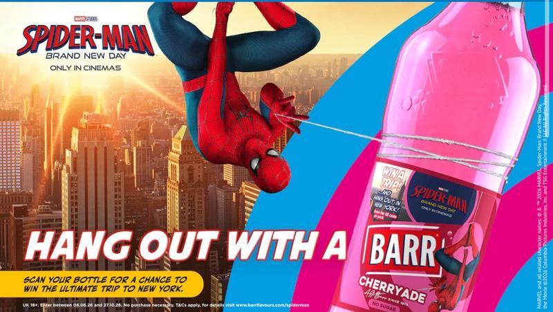 Barr cherryade drink for 'Spider-Man: Brand New Day.'