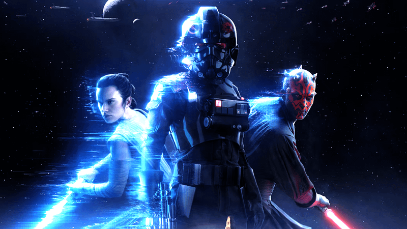Rey, Darth Maul and Iden Versio in Battlefront 2.