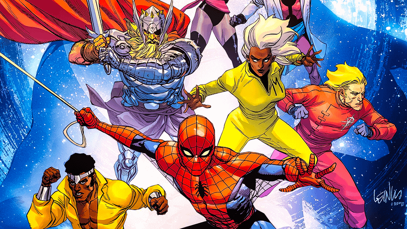 Marvel comics hero Spider-Man, Thor, Storm 