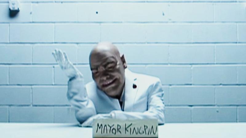fake Kingpin in Mayor Kingpin videos from 'Daredevil: Born Again' Season 2.