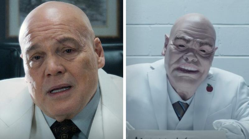 Vincent D'Onofrio as Wilson Fisk next to fake Wilson Fisk in 'Daredevil: Born Again.'