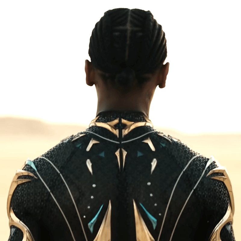 Letitia Wright as Shuri from behind in Avengers: Doomsday.