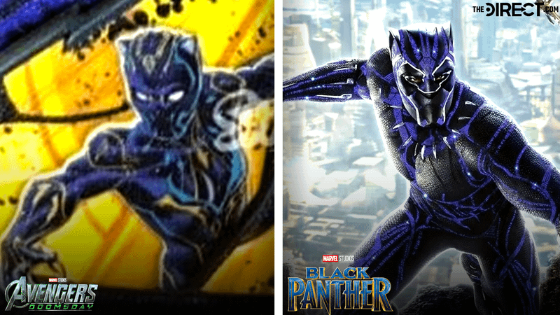 Shuri Black Panther costume in Avengers: Doomsday merchandise and T'challa Black Panther outfit in Black Panther.