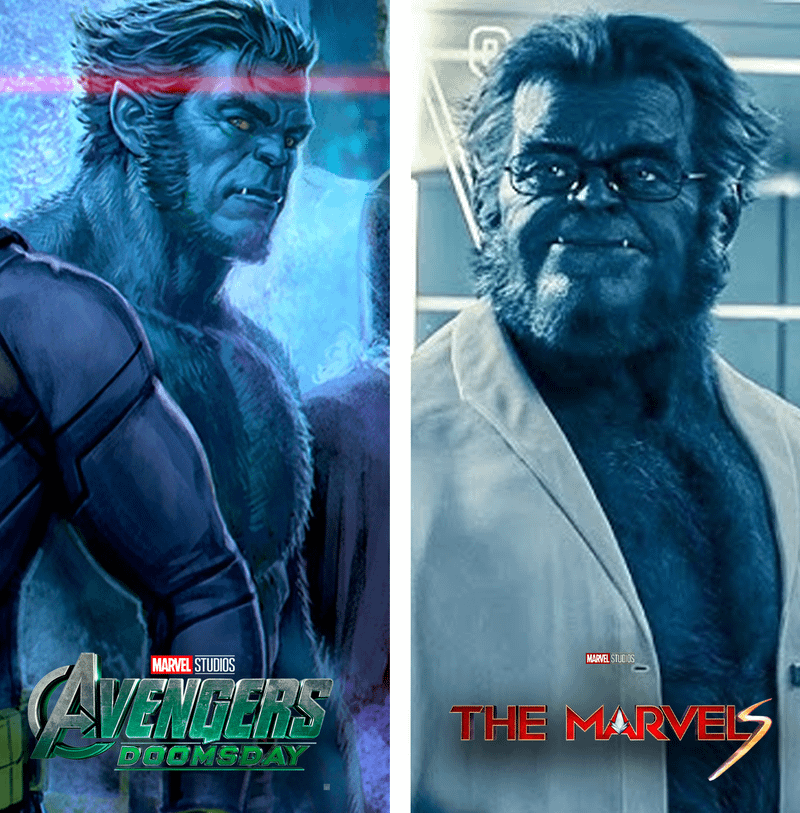 Beast in concept art for 'Avengers: Doomsday,' Beast in 'The Marvels.'