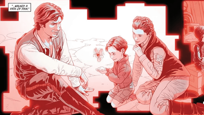 Han, Ben, and Leia playing with a bug in Legacy of Vader