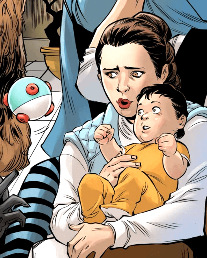 Ben Solo in his mother's arms in Marvel Comics