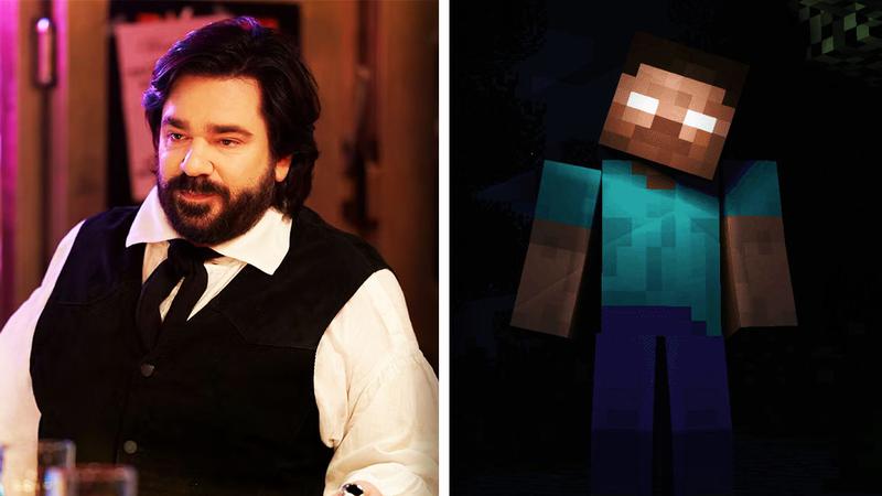 Matt Berry side by side with Herobrine.