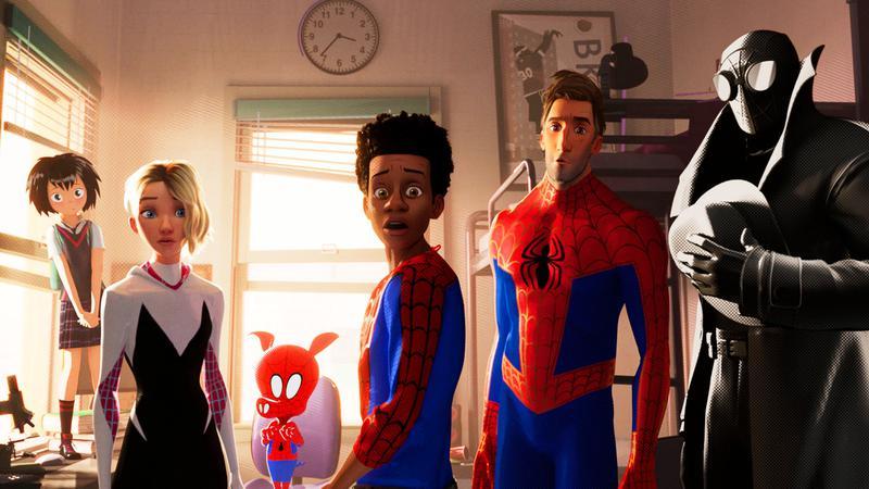 Spider-Men in Into the Spider-Verse.