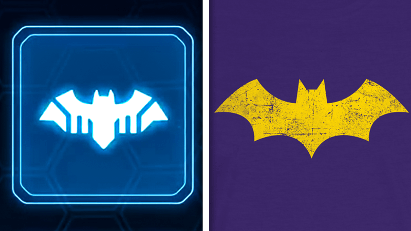 A comparison of the two Batgirl logos in Lego Batman: Legacy of the Dark Knight