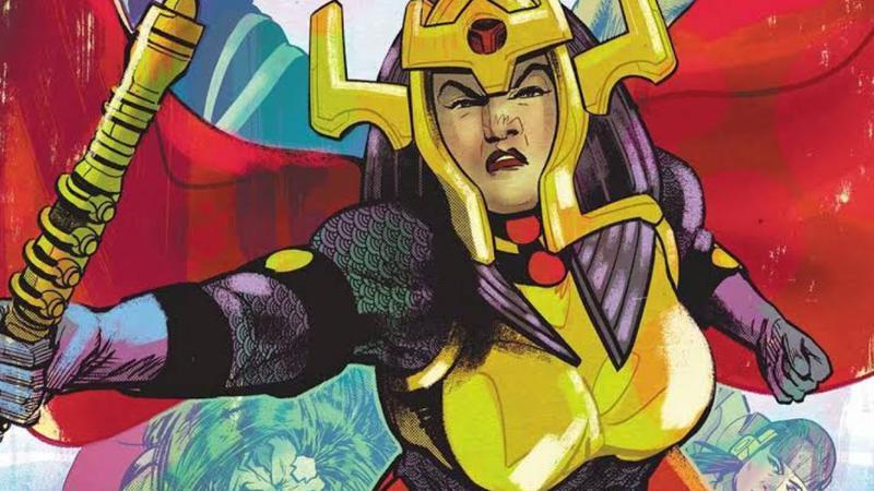 Big Barda holding a weapon in DC Comics.