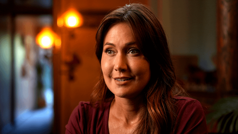 Jessica Chobot talking to camera in Bigfoot Took her