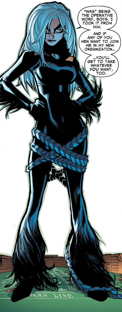 Felicia Hardy's Black Cat costume designed by Humberto Ramos when she was a crime boss.