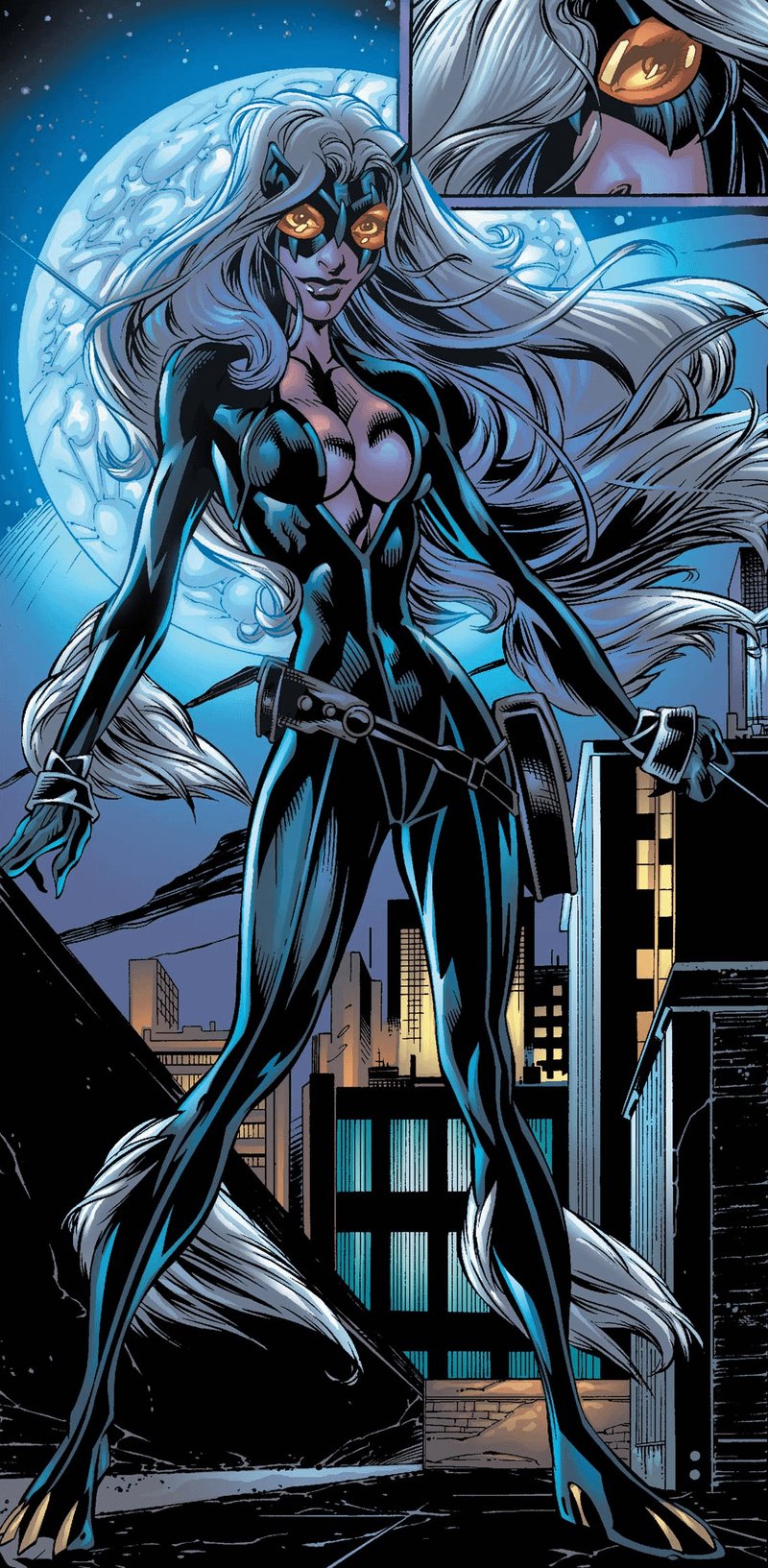 Full view of Ultimate Black Cat from Earth-1610 and her costume.
