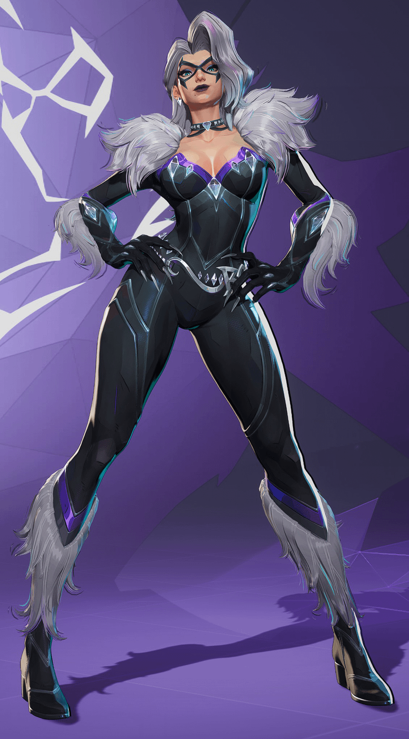 Full standing model of Felicia Hardy's Black Cat in Marvel Rivals.