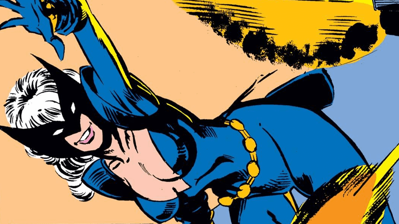 Felicia Hardy's Black Cat dark blue costume and big mask.
