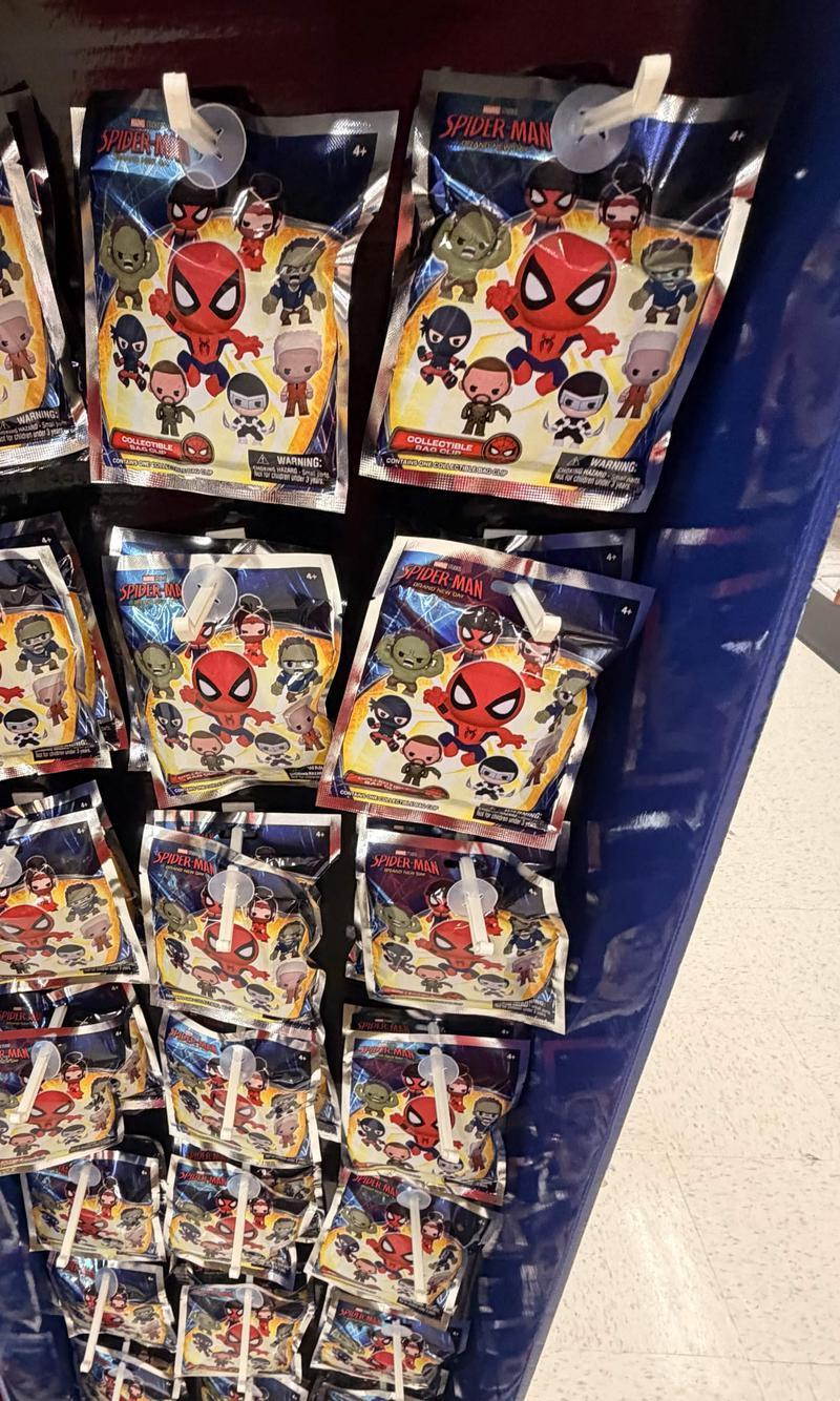 packages for 'Spider-Man: Brand New Day' collectible bag clips.