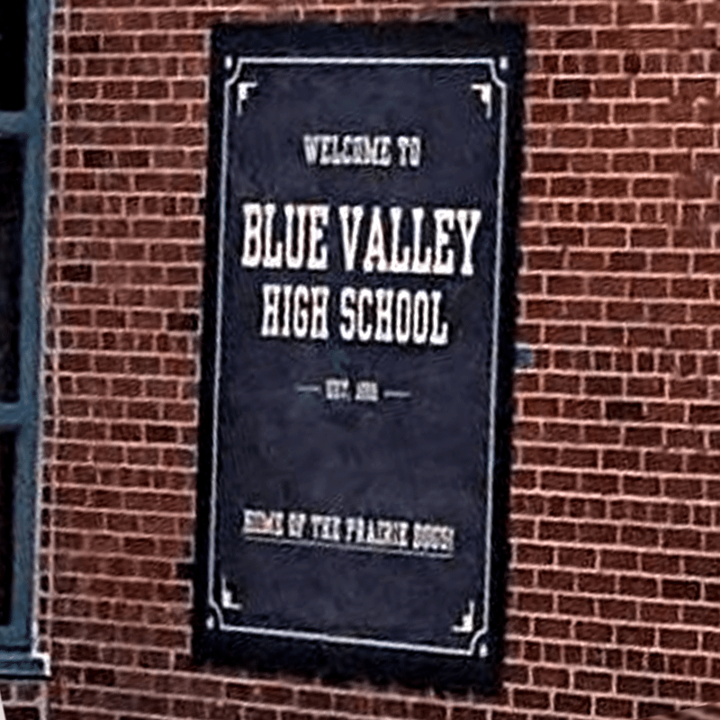 Blue Valley High School sign