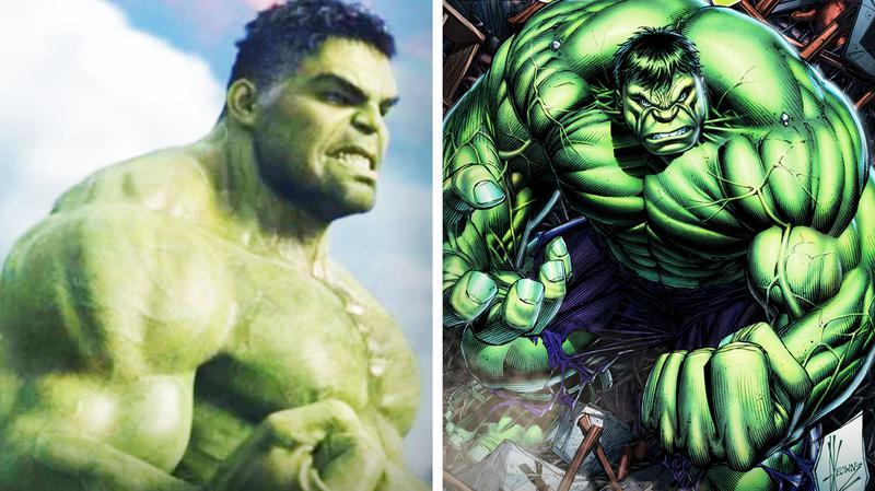 Hulk in Thor Ragnarok compared to Marvel Comics.