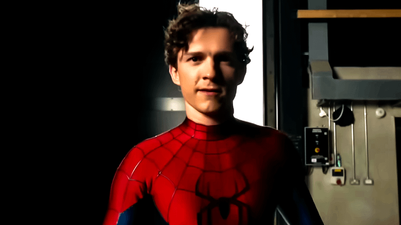 Tom Holland as Spider-Man behind the scenes of Spider-Man: Brand New Day.
