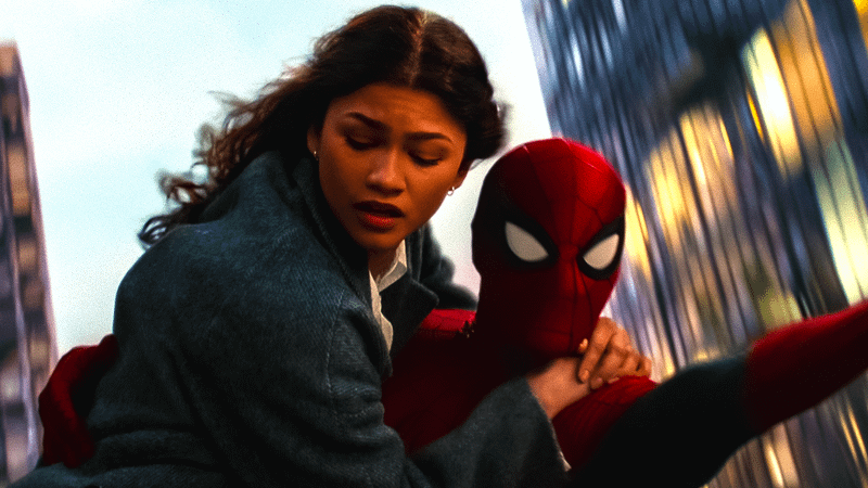 Spider-Man and MJ swinging through New York.
