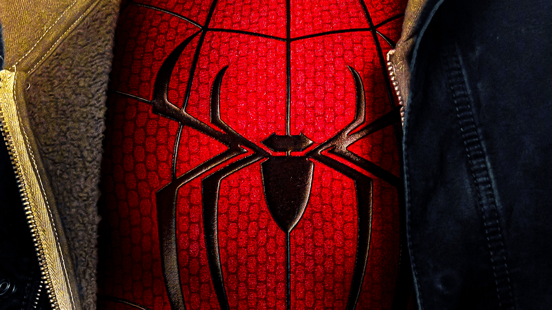 Spider-Man logo on Tom Holland's suit in 'Spider-Man: Brand New Day.'