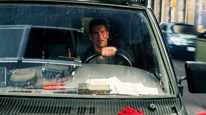The Punisher driving his van.