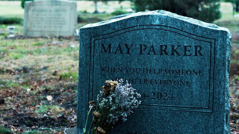 May Parker's gravestone.