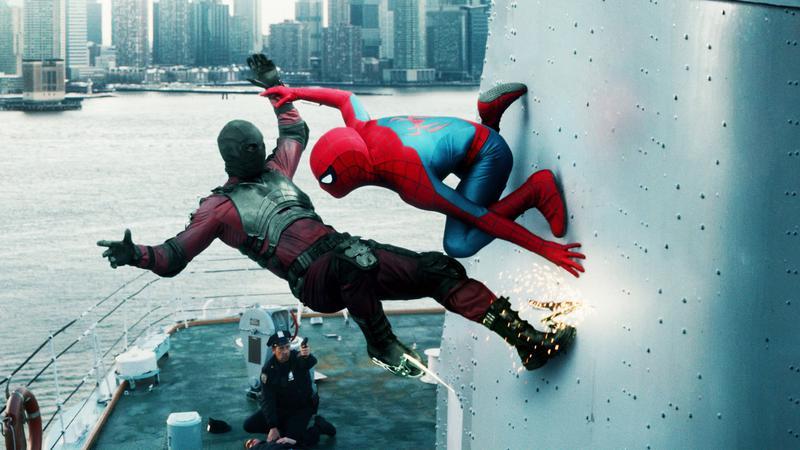 Spider-Man fighting Tarantula on a boat.