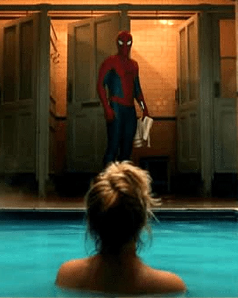 A close up of Florence Pugh and Spider-Man in Brand New Day.