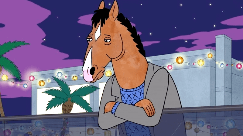 BoJack Horseman looking sad in Netflix's BoJack Horseman.