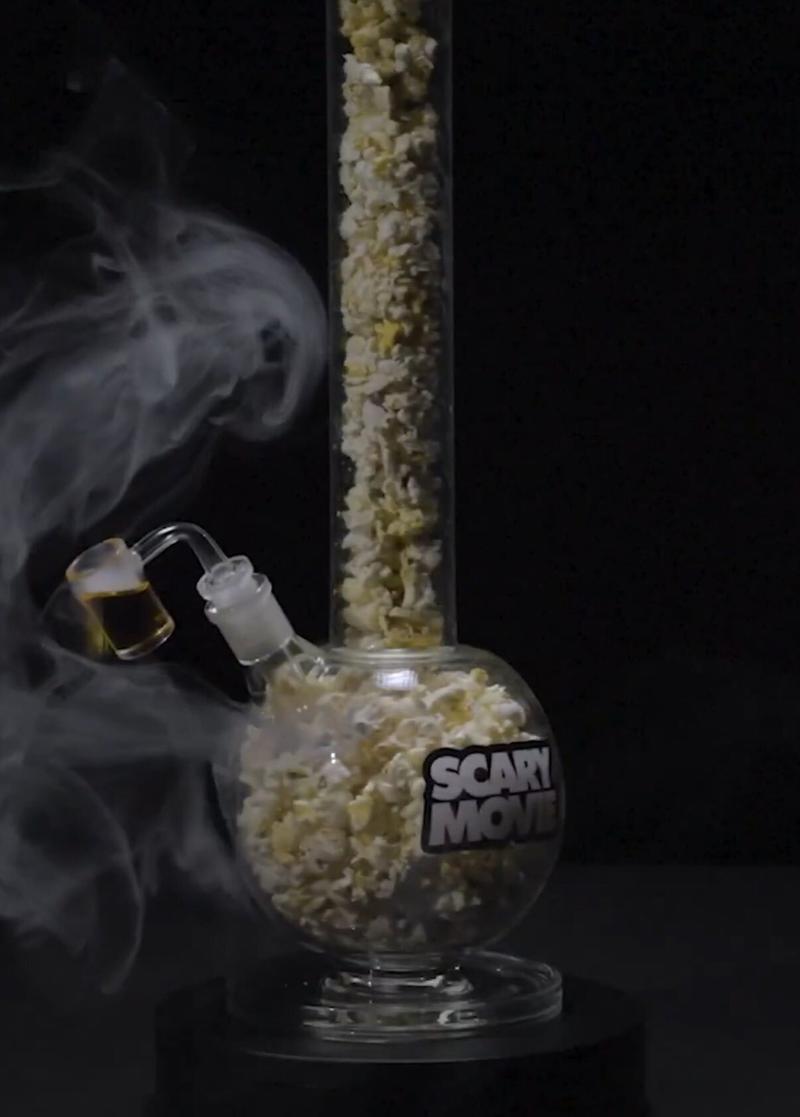 The Scary Movie 6 bong popcorn bucket.
