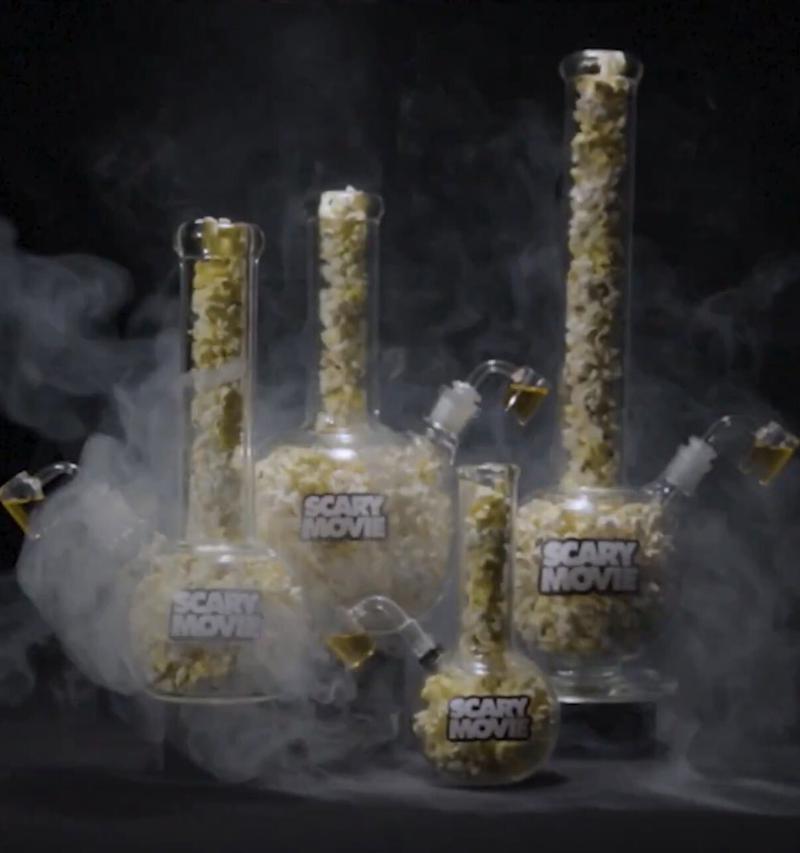 A variety of bong popcorn buckets for Scary Movie 6.