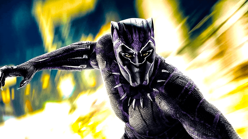 Chadwick Boseman posing as the Black Panther.