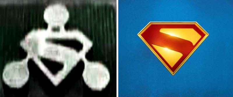 Superman and Brianiac logo alongside Superman movie emblem.