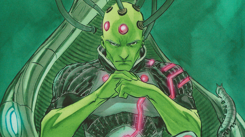 Brainiac clenching his fists in DC Comics
