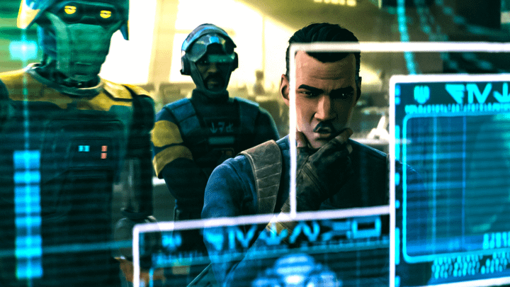 Captain Lawson standing in front of a screen.