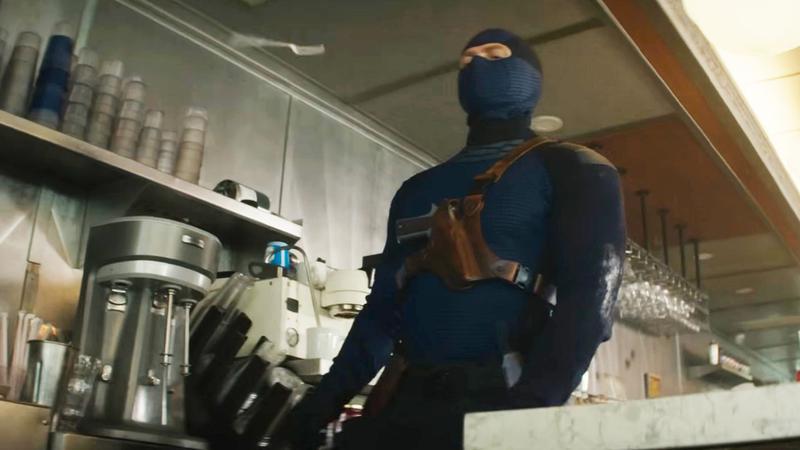 Bullseye in costume in a diner in Daredevil Born Again Season 2.