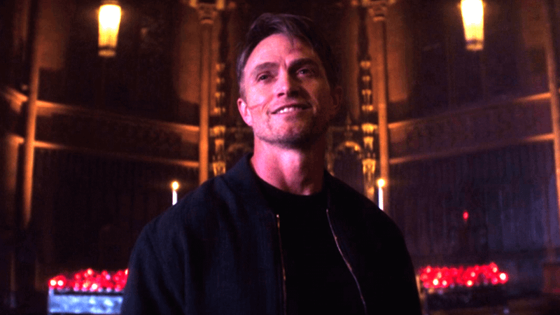 Bullseye in church in Daredevil Born Again Season 2.