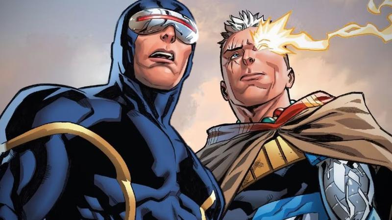 Cable and Cyclops looking shocked in Marvel Comics.