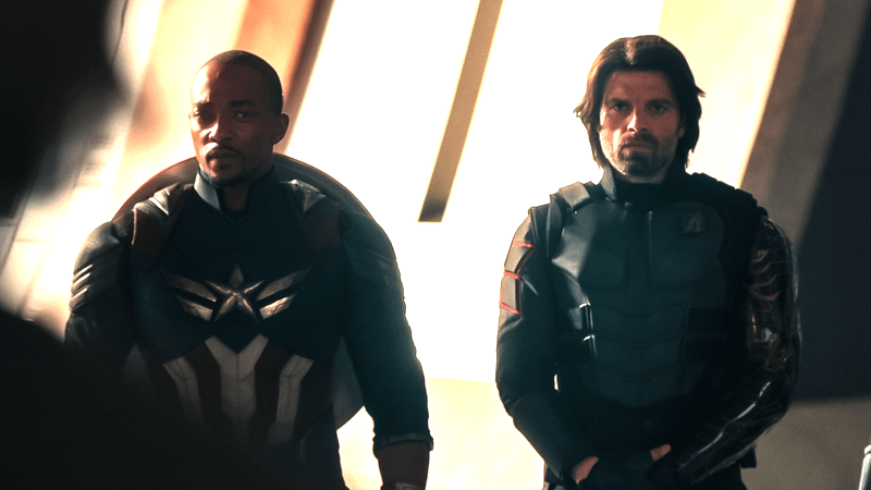 Anthony Mackie as Sam Wilson/Captain America, Sebastian Stan as Bucky Barnes/Winter Soldier in 'Avengers: Doomsday.'