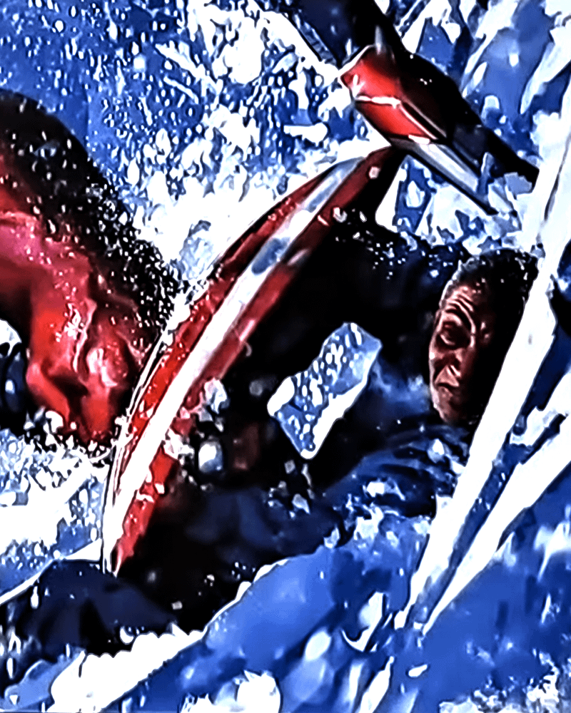 Red Hulk punching Captain America's shield in the snow in Captain America: Brave New World